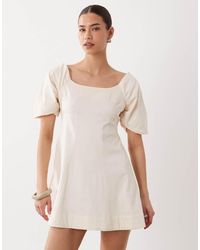 ASOS - Square Neck Cotton Sateen Mini Dress With Back Strap - Lyst