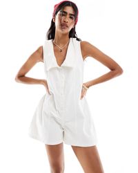 Miss Selfridge - – jeans-playsuit mit matrosen-design - Lyst