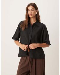 Mango - Short Sleeve Linen Mix Shirt - Lyst