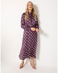 Long Tall Sally - Polka Dot Tie Satin Maxi Dress - Lyst