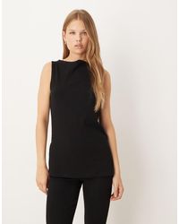 ASOS - Ribbed Slash Neck Longline Sleeveless Top - Lyst