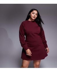 ASOS - Asos Design Curve Corset Waist Cotton Mini Sweatshirt Dress - Lyst