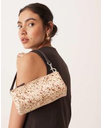 Mango - Hair On Real Leather Animal Print Shoulder Bag - Lyst