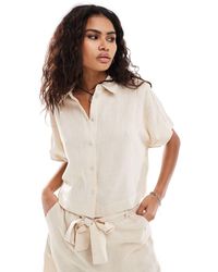 SELECTED - Gulia - chemise d'ensemble courte en lin mélangé - sable - Lyst