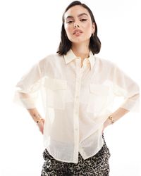Jdy - Sheer 3/4 Length Sleeve Shirt - Lyst