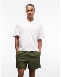 4505 - Heavyweight Cotton Boxy Oversized Drop Shoulder V Neck T-shirt With Quick Dry Finish - Lyst