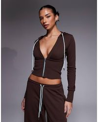 I.AM.GIA - Arlo Cotton Rich Plunge Cinch Waist Long Sleeve Hoodie Co-ord - Lyst