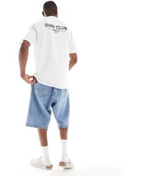 Threadbare - Camiseta Blanca Con Cuello Redondo Y Estampado Surfero En La Espalda De Tejido De 220 G/M² Rico En Algodón De - Lyst