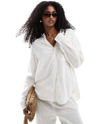 ONLY - – langärmliges, besticktes hemd aus leinen - Lyst