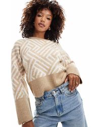 French Connection - Cropped Gebreide Trui Met Patroon - Lyst
