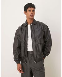 ASOS - – oversize-bomberjacke aus echtem leder - Lyst