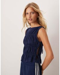 ASOS - Cotton Shirred Tie Detail Top - Lyst