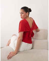 ASOS - Polyamide Plunge Sleeveless Tie Back Cinch Top - Lyst