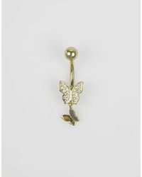 Lovisa - – bauchnabelpiercing aus vergoldetem titan mit detail mit zwei anhängern - Lyst
