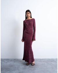 TOPSHOP - Robe mi-longue à encolure bateau en cupro jacquard - Lyst