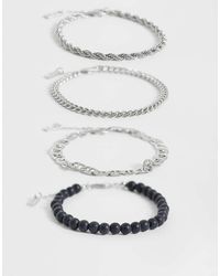ASOS - 4 Pack Beaded And Rope Chain Bracelet - Lyst