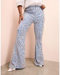 ASOS - Curve Jewel Embellished Denim Flared Jeans - Lyst