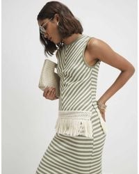 River Island - Sleeveless Fringe Striped Tank Top - Lyst