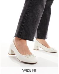ASOS - Wide Fit Steffie Bow Detail Mid Block Heeled Shoes - Lyst