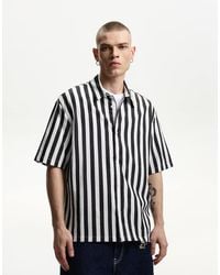 Bershka - Camicia Comoda A Maniche Corte Bianca E Nera - Lyst
