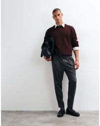 ASOS - Tailored Pull On Tapered Flannel Trousers - Lyst