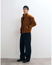 Barneys Originals - Real Suede Funnel Neck Bomber Jacket - Lyst