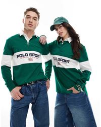 Polo Ralph Lauren - Polo De Estilo Rugby De Corte Clásico Extragrande Con Panel Y Logo De Bandera En El Pecho De La Colección Cápsula Sport De - Lyst