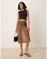 ASOS - – transparenter chiffon-maxirock mit rehkitz-muster - Lyst