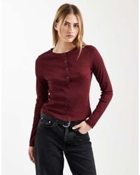 ASOS - Cotton Rib Crew Neck Button Through Top - Lyst