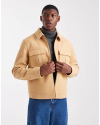 ASOS - Wool Look Harrington Jacket With Pleated Pockets - Lyst