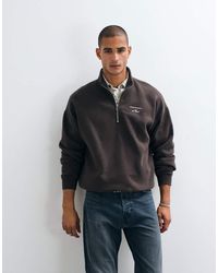 Abercrombie & Fitch - Script Logo Oversized 1/4 Zip Sweatshirt - Lyst