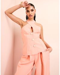 ASOS - Halter Neck Tailored Waist Coat With Bow Back Detail - Lyst