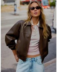Bershka - Faux Leather Oversized Jacket - Lyst