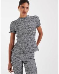 ASOS - Shirred Ruffle Top - Lyst