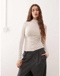Monki - Long Sleeve Sheer T-shirt With Front Seam Detail - Lyst