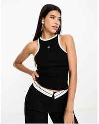 4th & Reckless - Embroidered Logo Ribbed Tank Top With Contrast Pipping - Lyst
