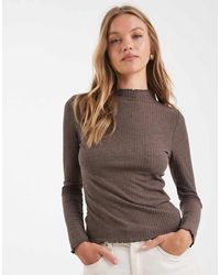 ONLY - Lettuce Edge High Neck Ribbed Top - Lyst