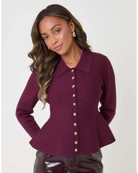 Threadbare - Compact Knit Peplum Cardigan - Lyst