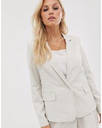 Vero Moda Gestreifter Leinenblazer - Weiß