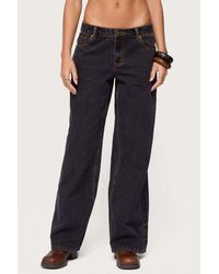 Edikted - Contrast Stitch Low Rise Jeans - Lyst