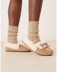 ASOS - – zelda – mokassin-hausschuhe aus wildlederimitat - Lyst