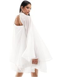 Y.A.S - Bridal Sheer Floaty Mini Dress With exaggerated Sleeves - Lyst