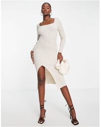 Fashionkilla - Knitted Scoop Back Midi Dress - Lyst