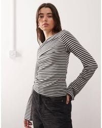 Weekday - Exclusivité asos - - annie - top ultra doux à manches longues et encolure bateau - rayures es et grises - Lyst