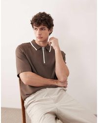 ASOS COLLECTIVE - Compact Knitted Relaxed Half Zip Polo - Lyst