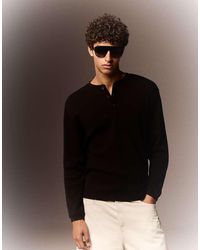 Bershka - Slim Fit Long Sleeve Henley T-shirt - Lyst