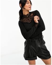 Y.A.S - Lace Insert Long Sleeve Top - Lyst