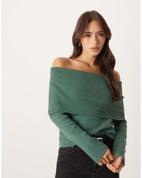 ASOS - Soft Knit Structured Slim Fit Off The Shoulder Top - Lyst