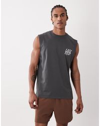 4505 - Cotton Oversized Pump Training Tank With Chest Print And Quick Dry Finish - Lyst