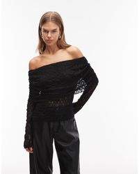 ASOS - Kanten Top Met Blote Schouders En Omslag - Lyst